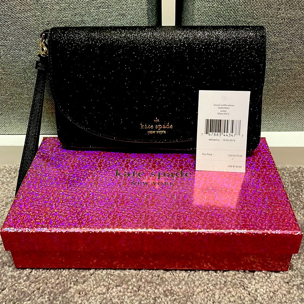 NWT Kate Spade joeley glitter clutch/ wristlet wallet